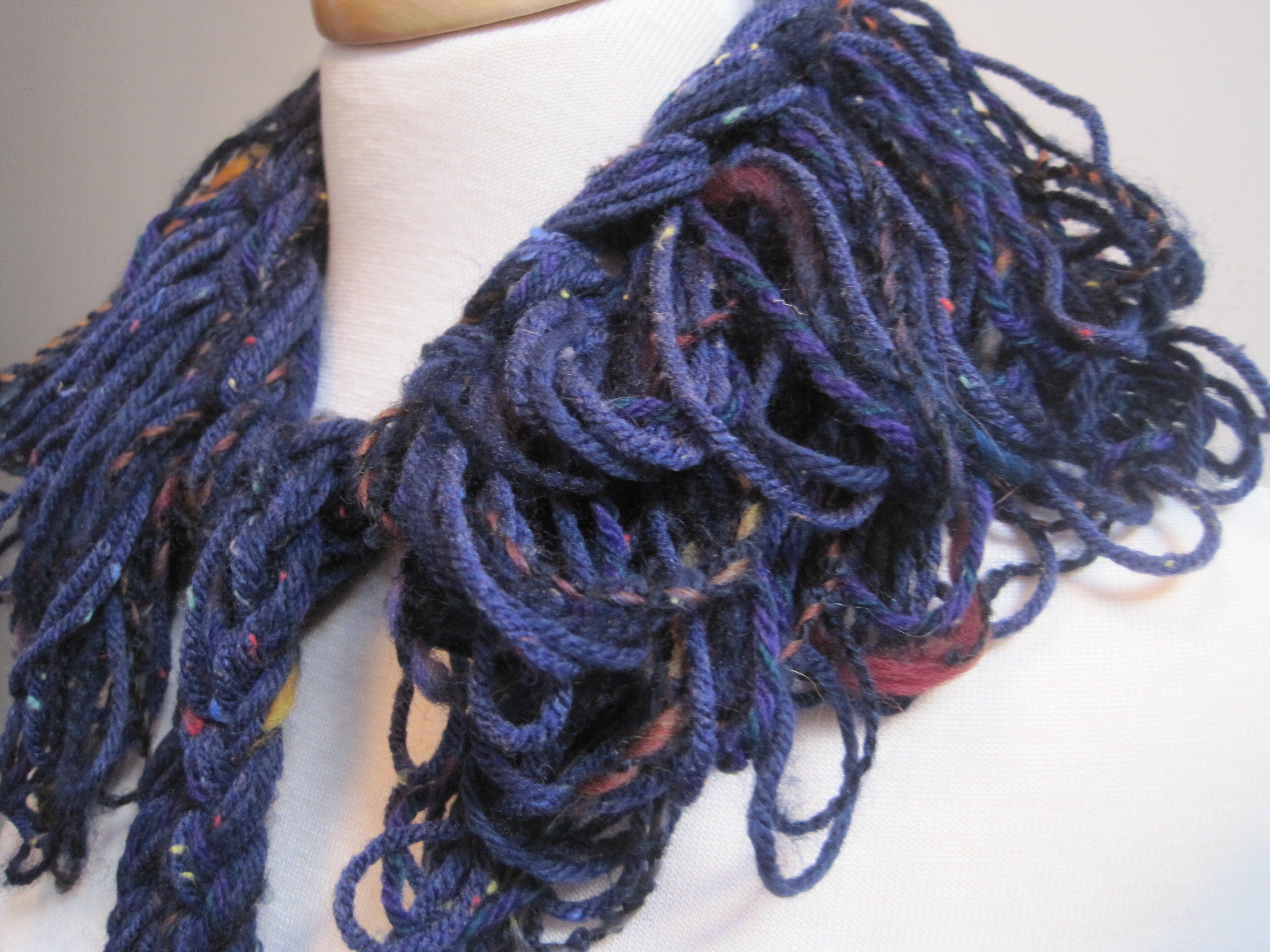 blue loopy collar blue boa collar warm blue scarf winter blue boa sensual winter scarf dark blue collar "tussle"