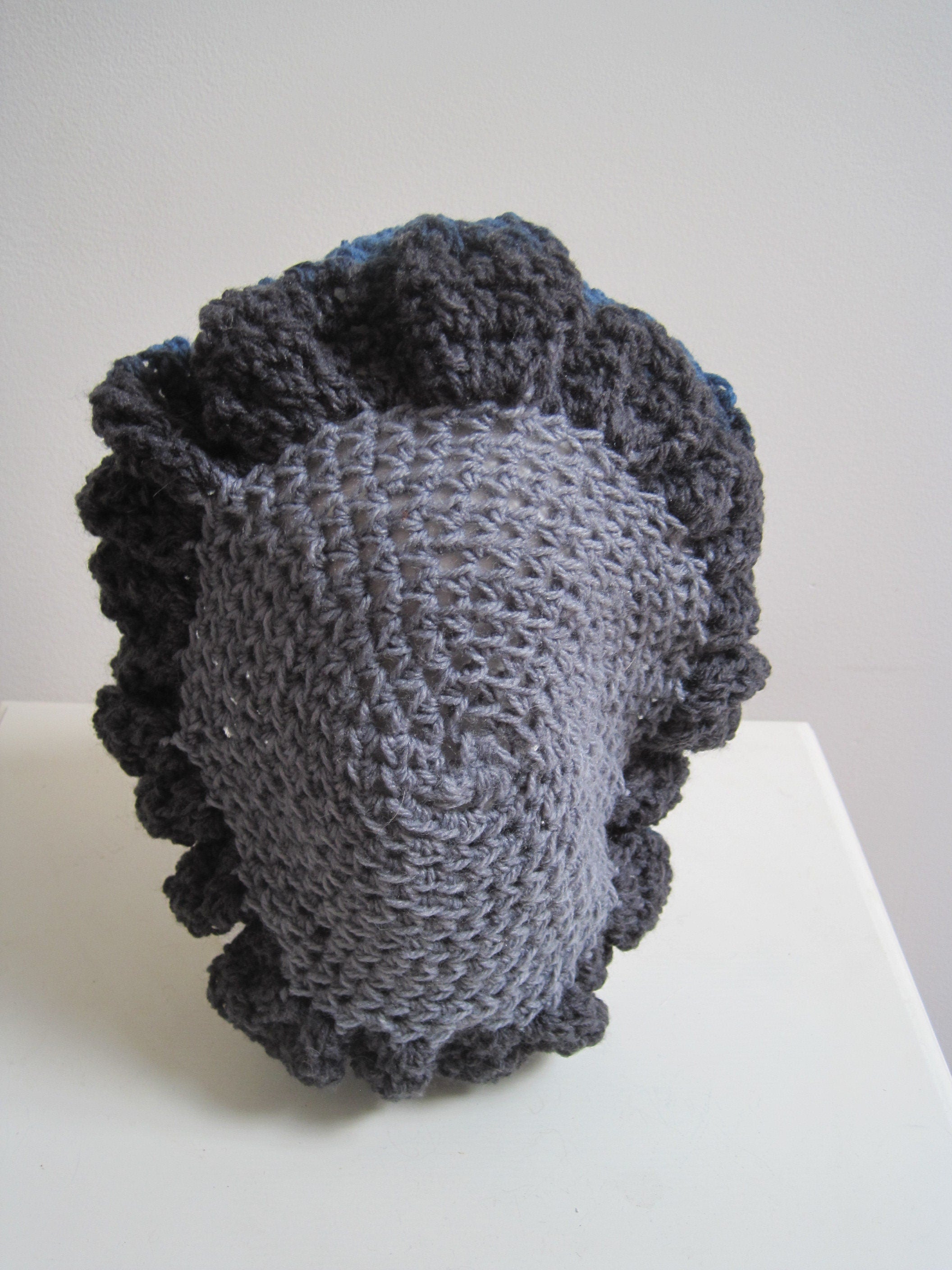 gray blue beret gray blue hat color block beret vegan beret crochet beret gray blue snood, slouchy beret "literate"