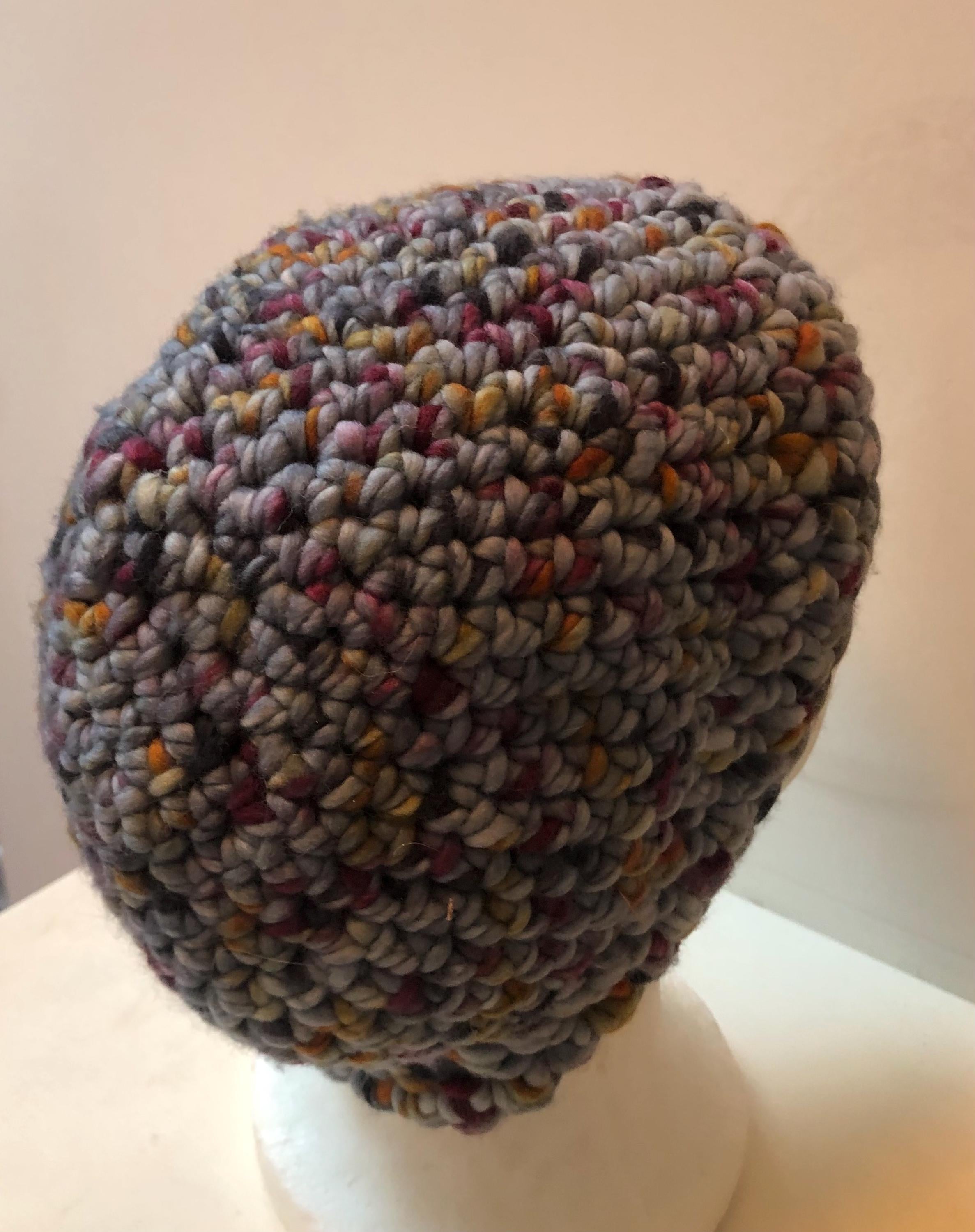 gray burgandy cap, gray skull cap, gray beanie, gray red hat, crochet cap, chunky cap, gift for him, warm cap, gift hat "comfort"